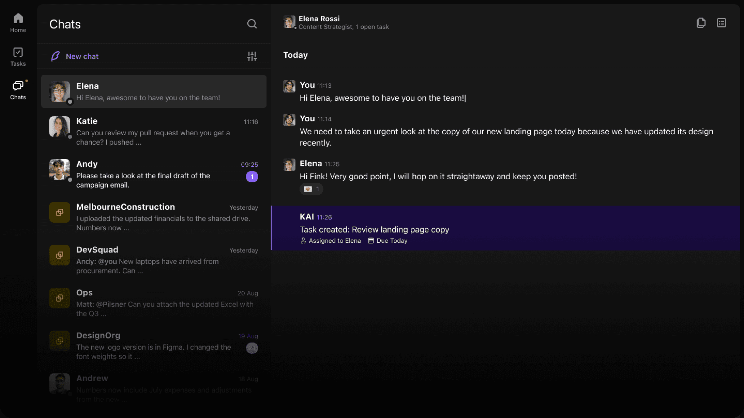 Convoe AI workspace screen representing email-to-work assistance